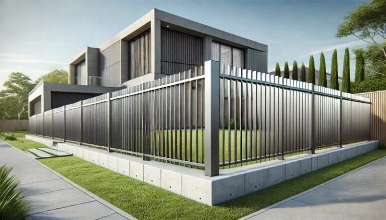 srebrne metalowe ogrodzenie nowoczesnego domu